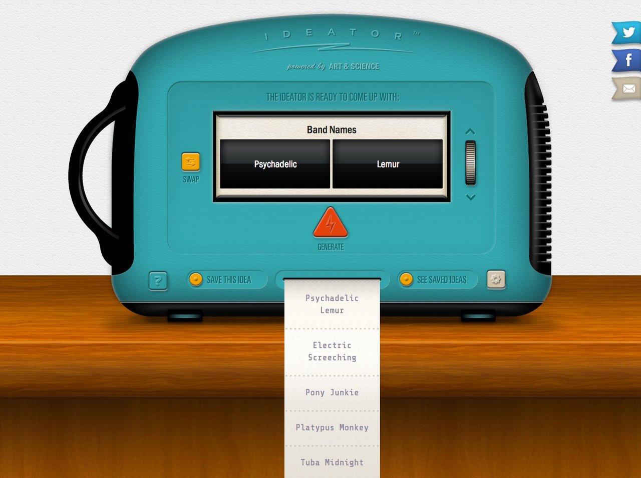 The Ideator Website Screenshot