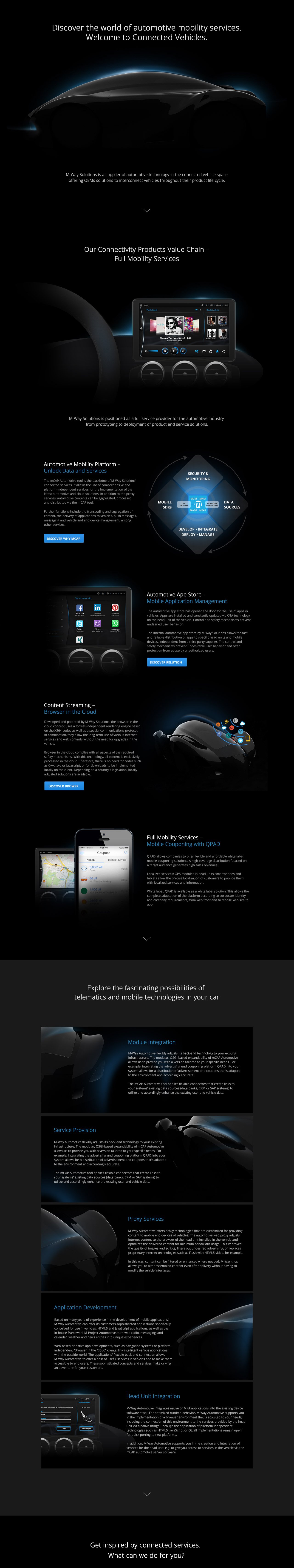M-Way Solutions Connected Vehicle Website Screenshot