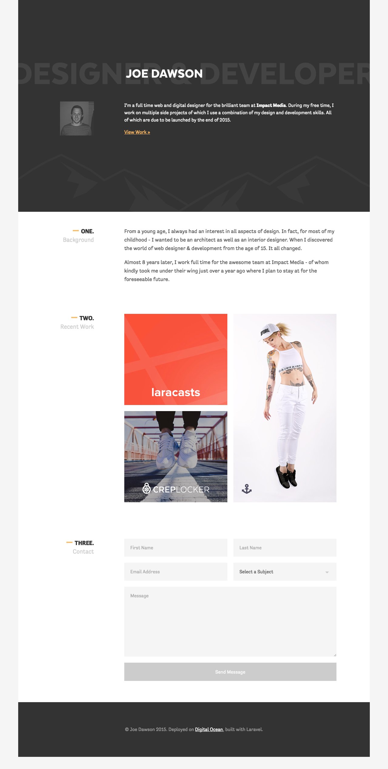 Joe Dawson Website Screenshot