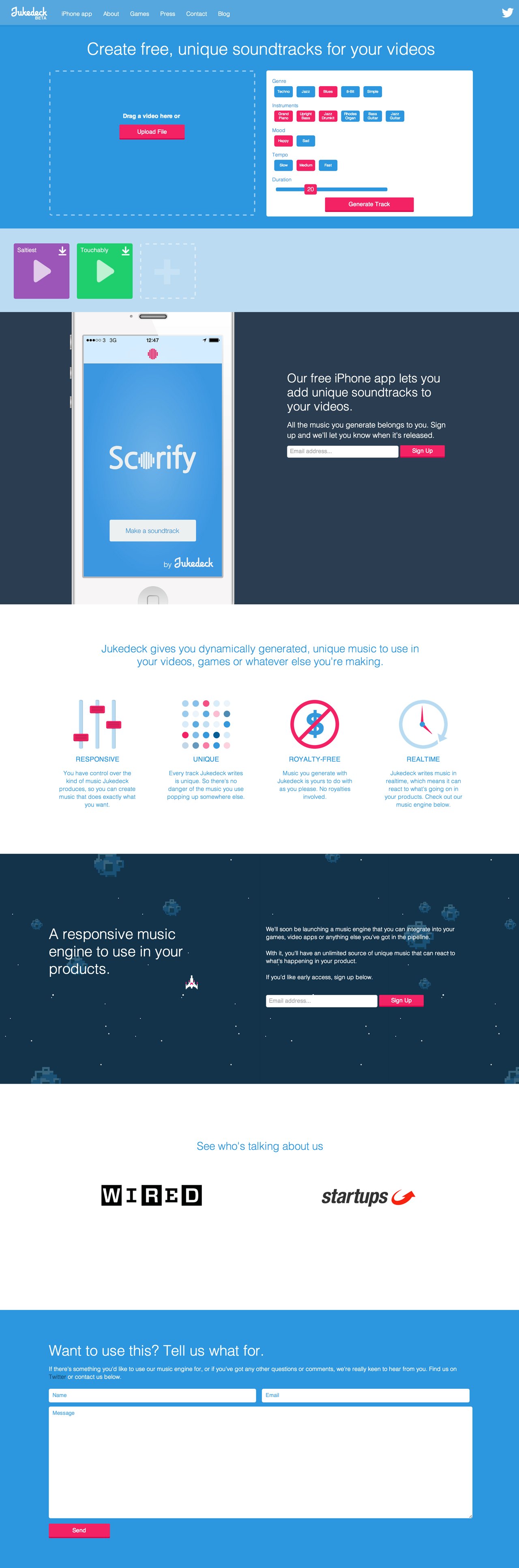 Jukedeck Website Screenshot
