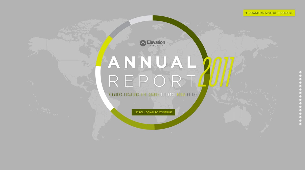 Elevation Church Annual Report Website Screenshot