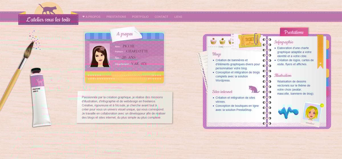 L’atelier sous les toits Website Screenshot