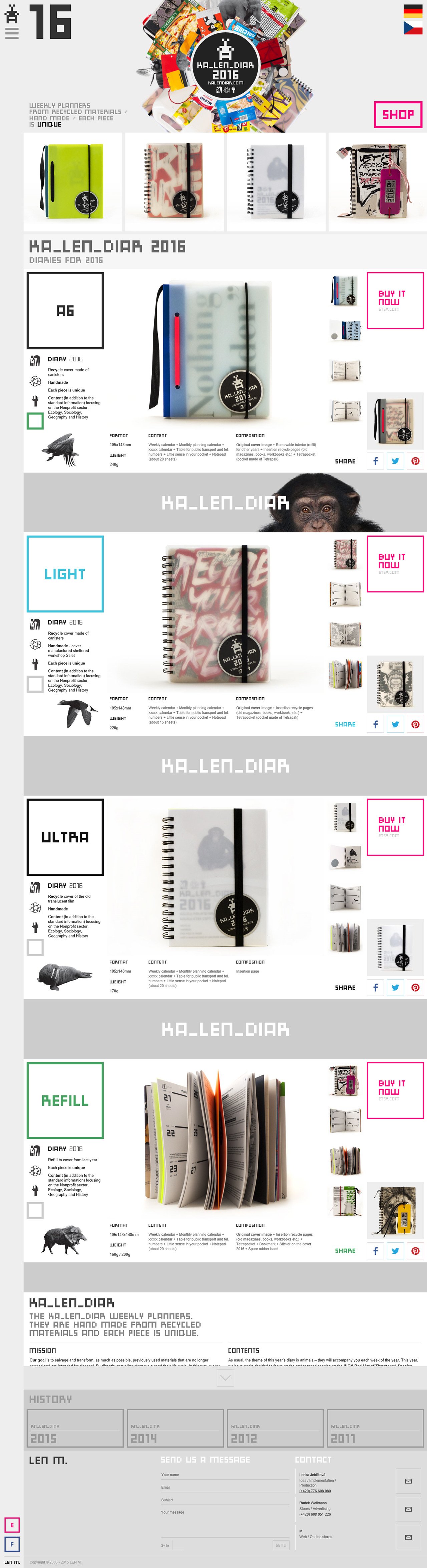 KA_LEN_DIAR – Unique Diaries 2016 Website Screenshot
