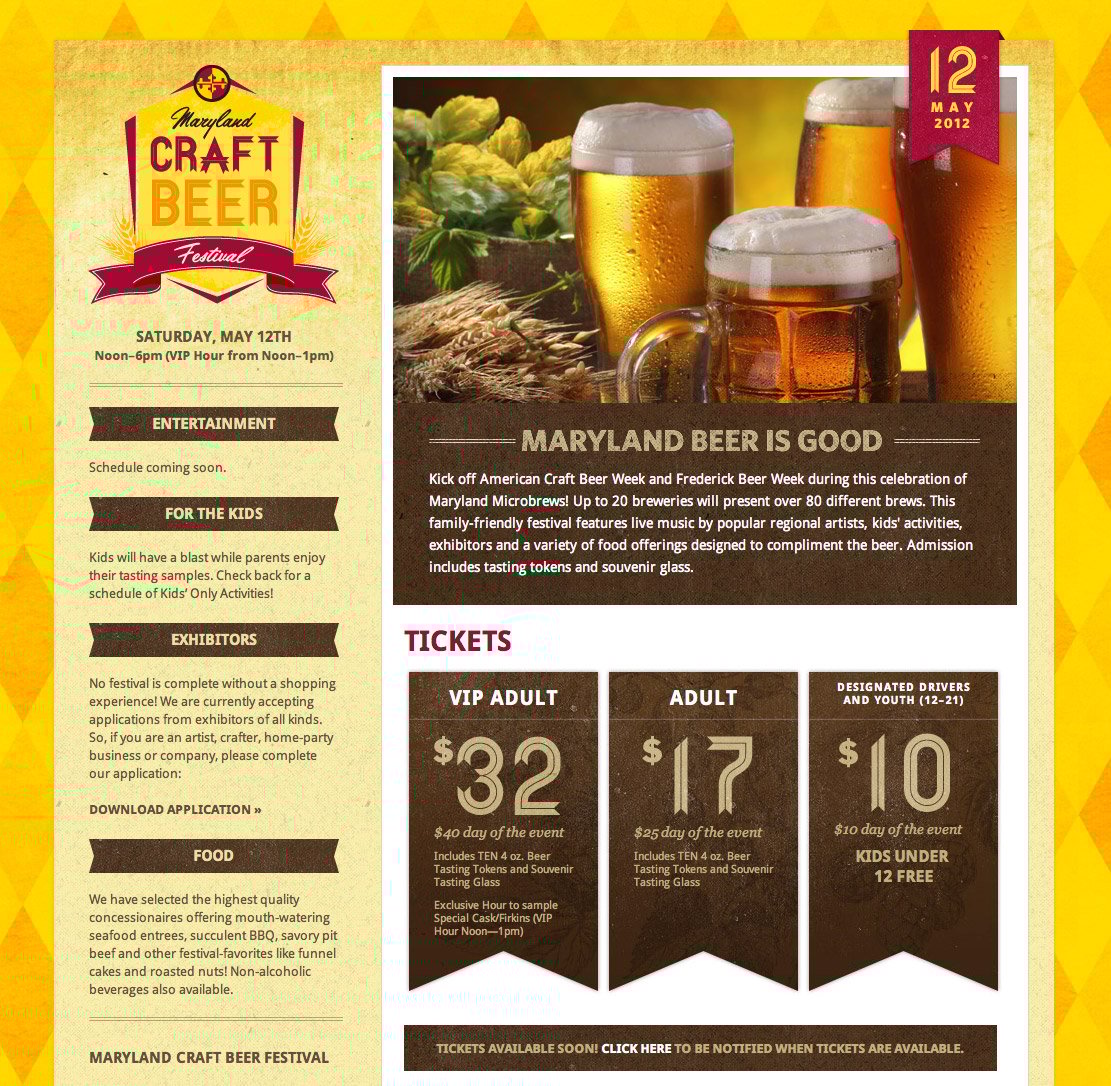 Maryland Craft Beer Festival Website Screenshot