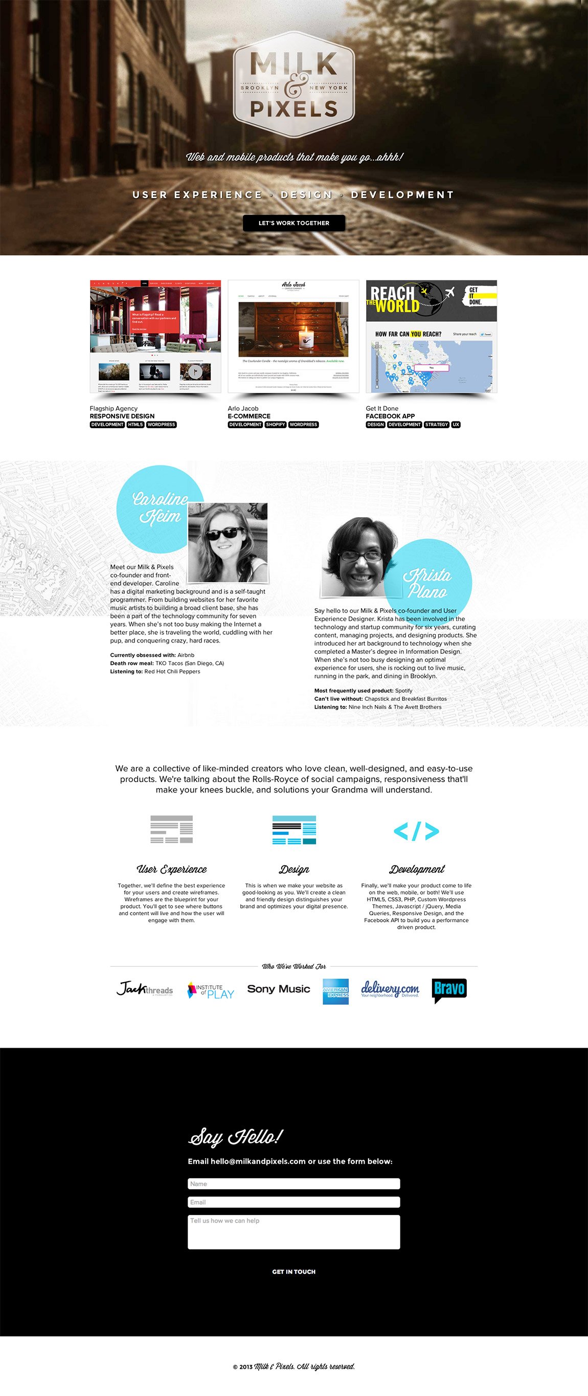 Milk & Pixels Website Screenshot