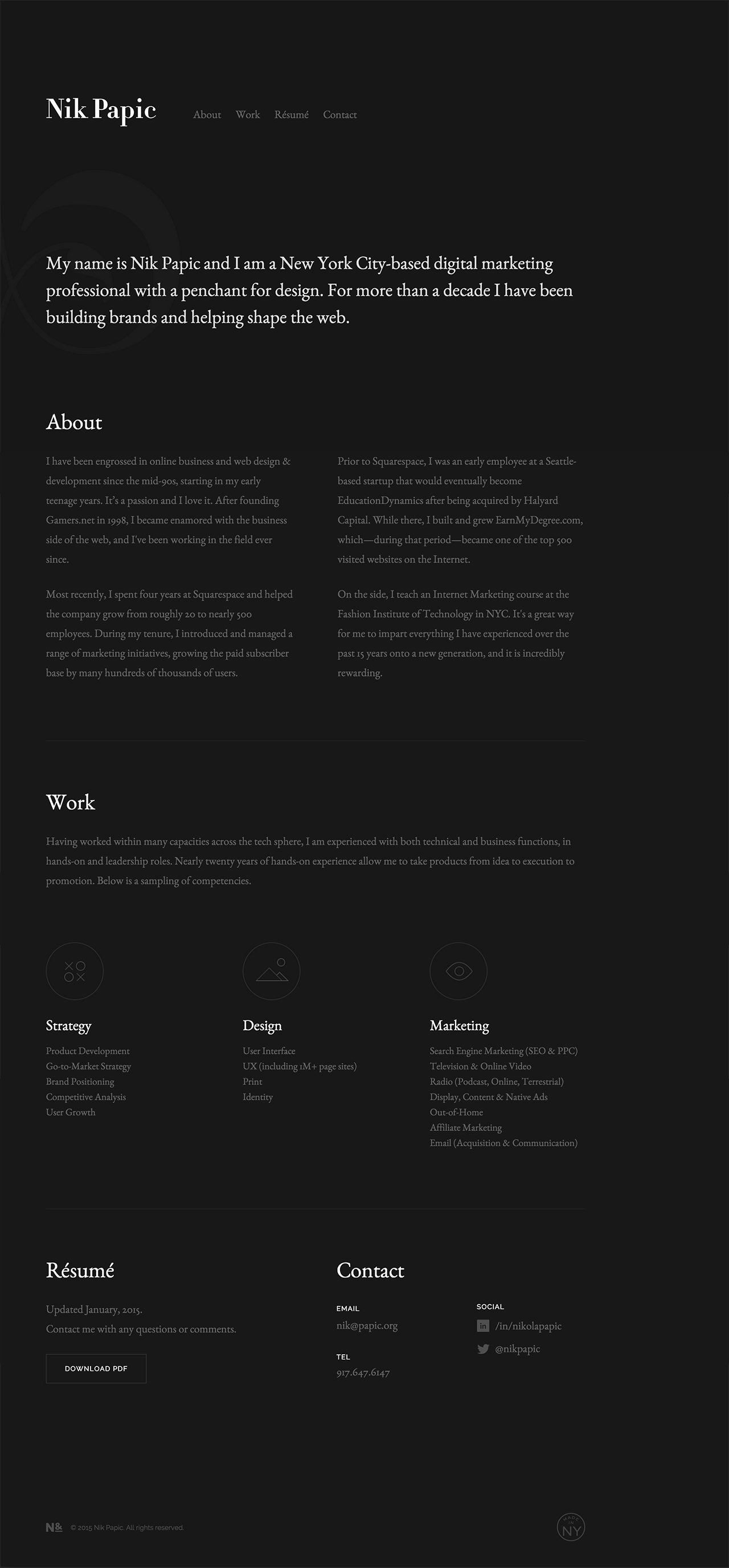 Nik Papic Website Screenshot