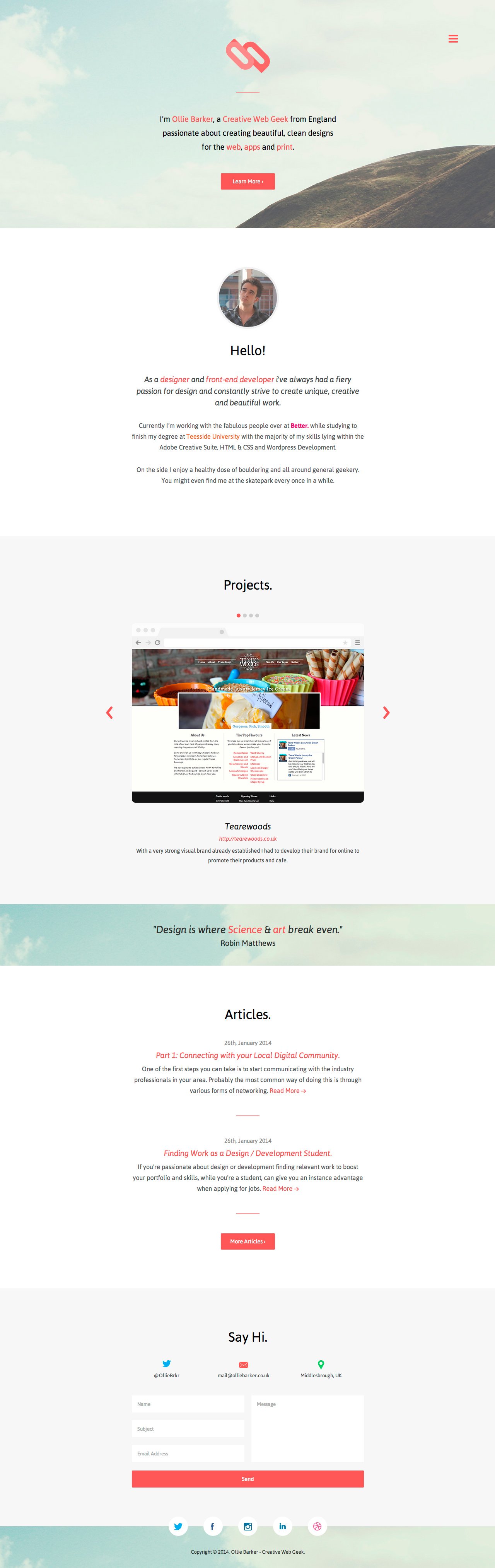 Ollie Barker Website Screenshot