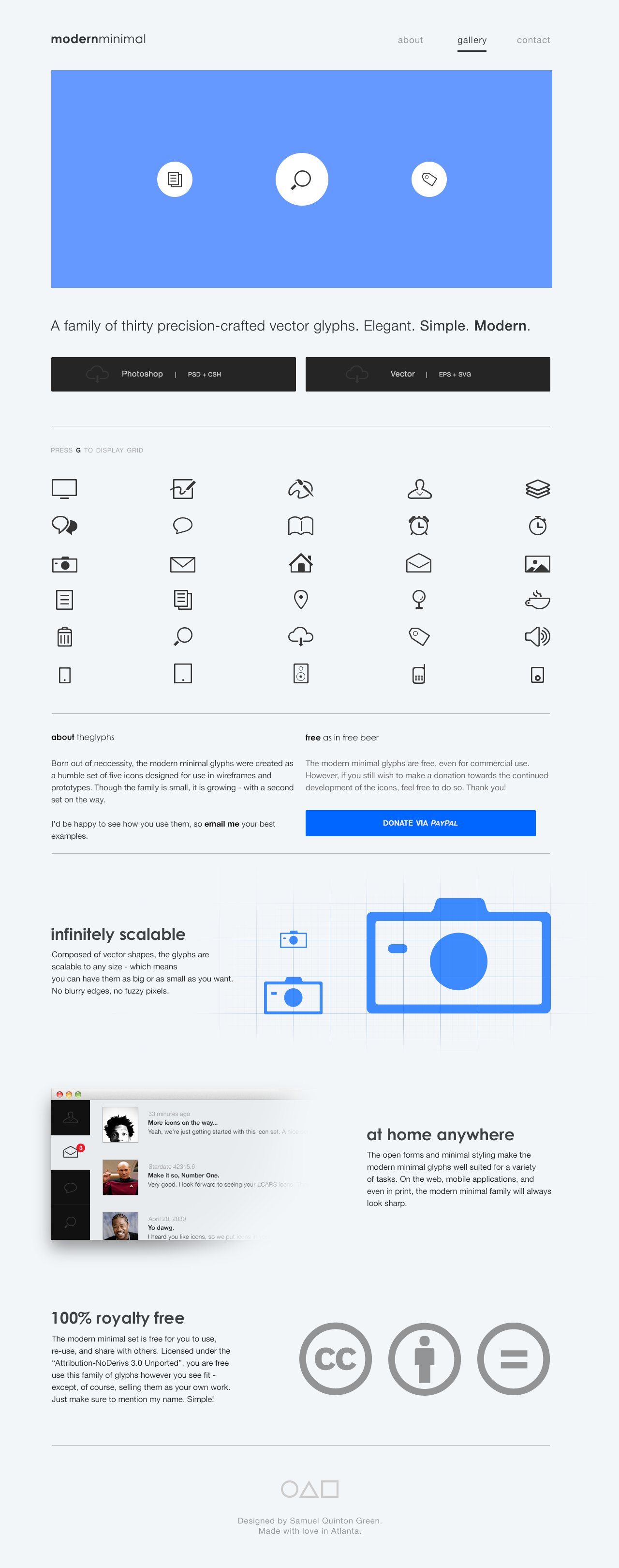 Modern Minimal Glyphs Website Screenshot