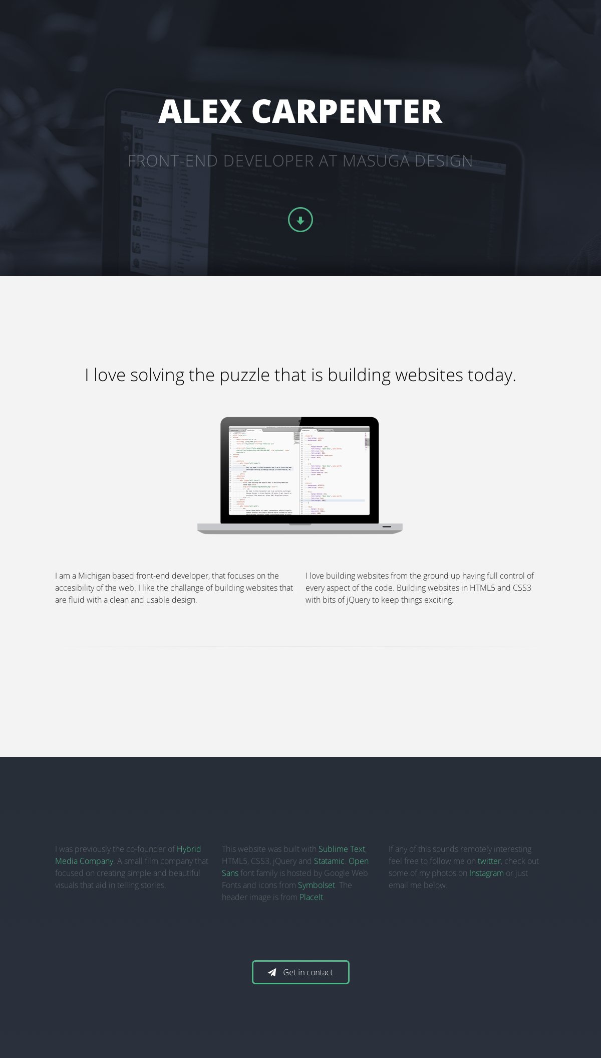 Alex Carpenter Website Screenshot