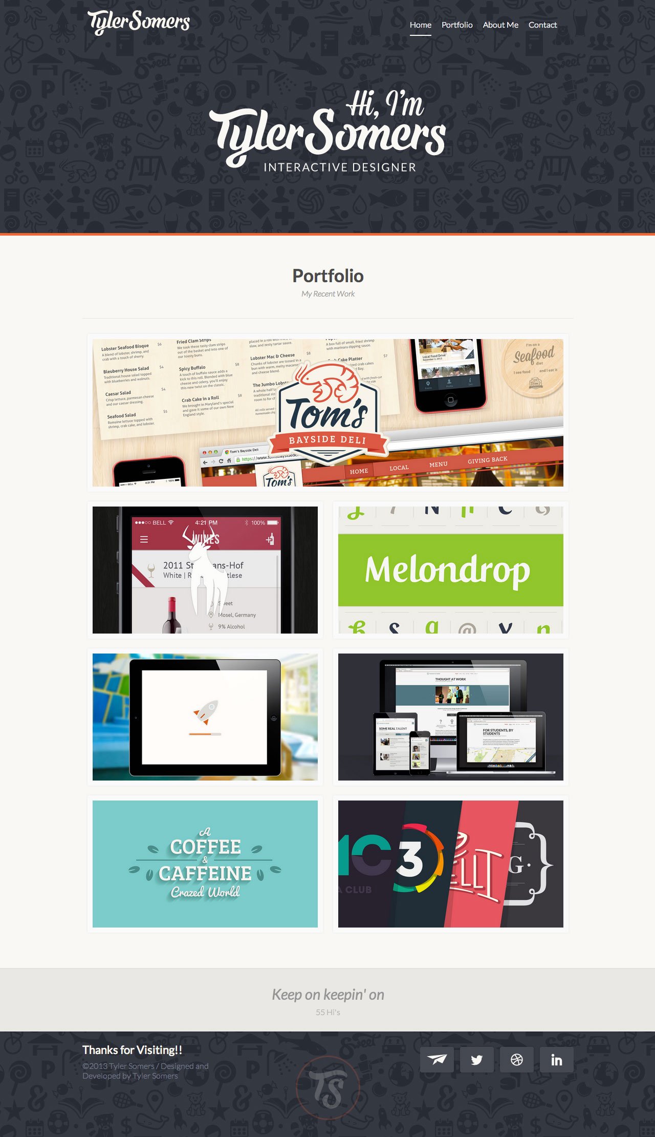 Tyler Somers Website Screenshot