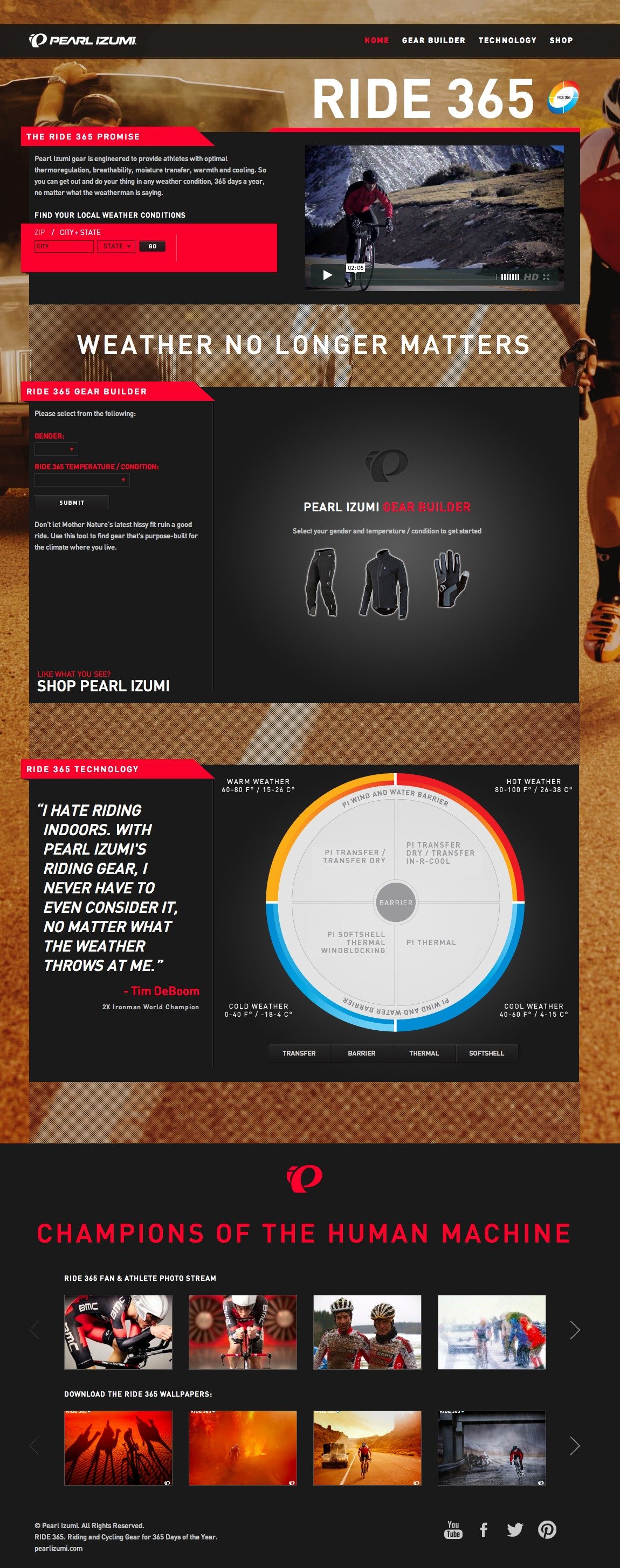 Pearl Izumi / Ride 365 Website Screenshot