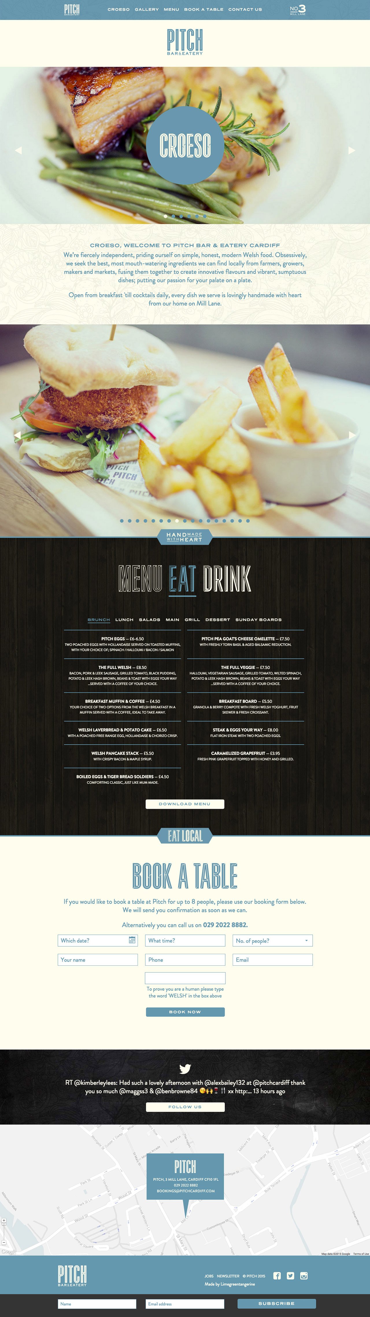 Pitch Bar & Eatery Website Screenshot