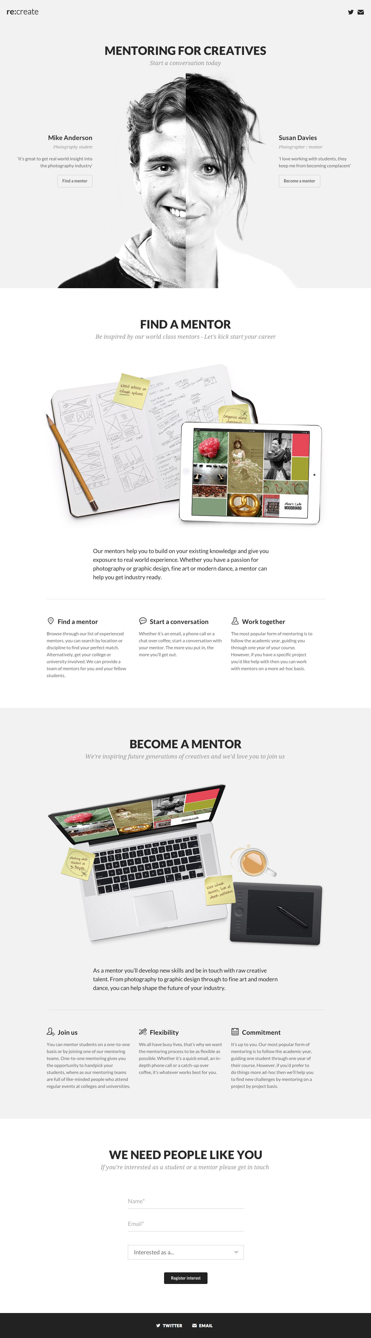 re:create Website Screenshot