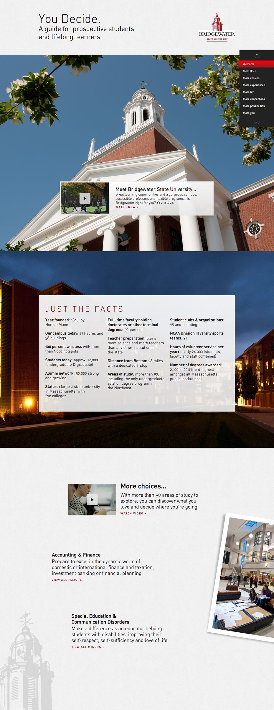 You Decide. | Bridgewater State University Website Screenshot