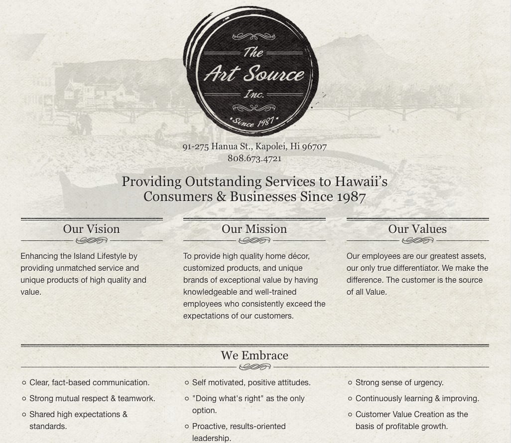 The Art Source, Inc. Website Screenshot