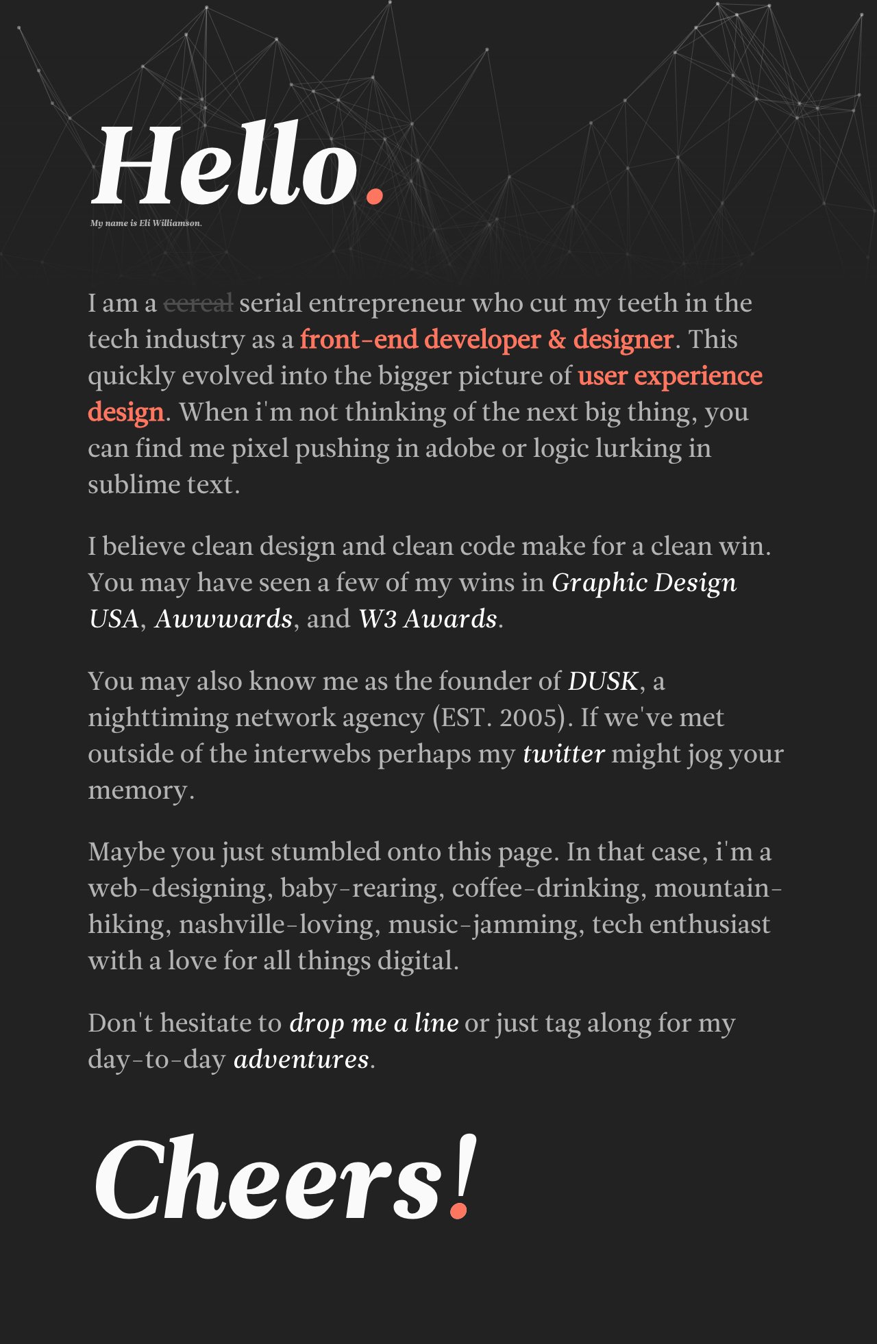 Eli Williamson Website Screenshot