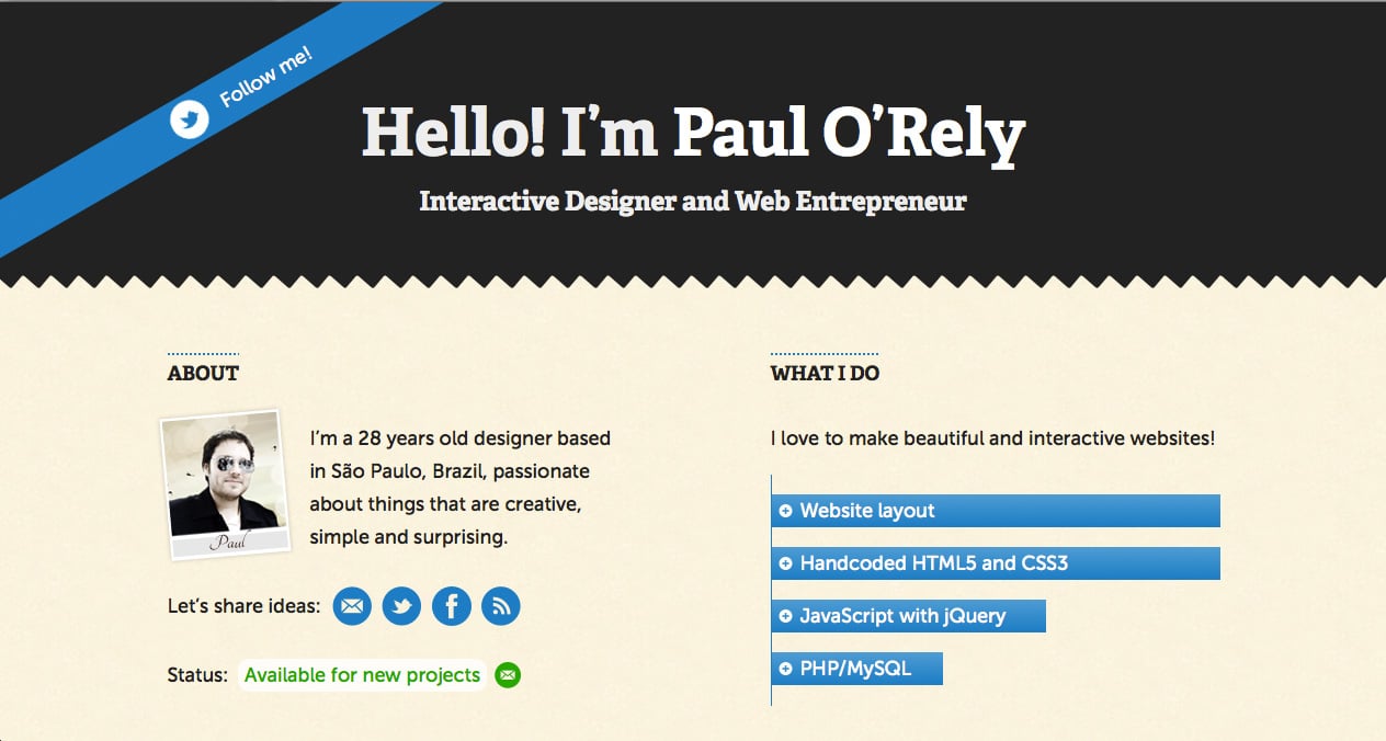 Paul O’Rely Website Screenshot