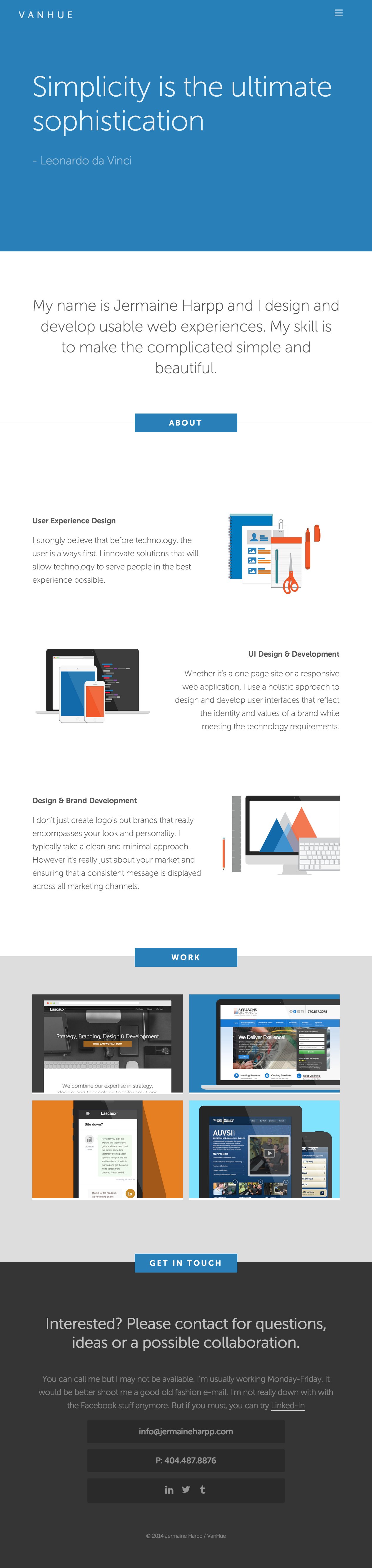 Vanhue Website Screenshot