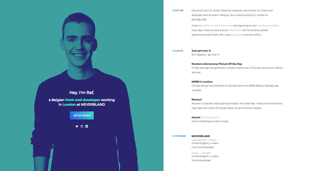 Rafael Derolez Website Screenshot