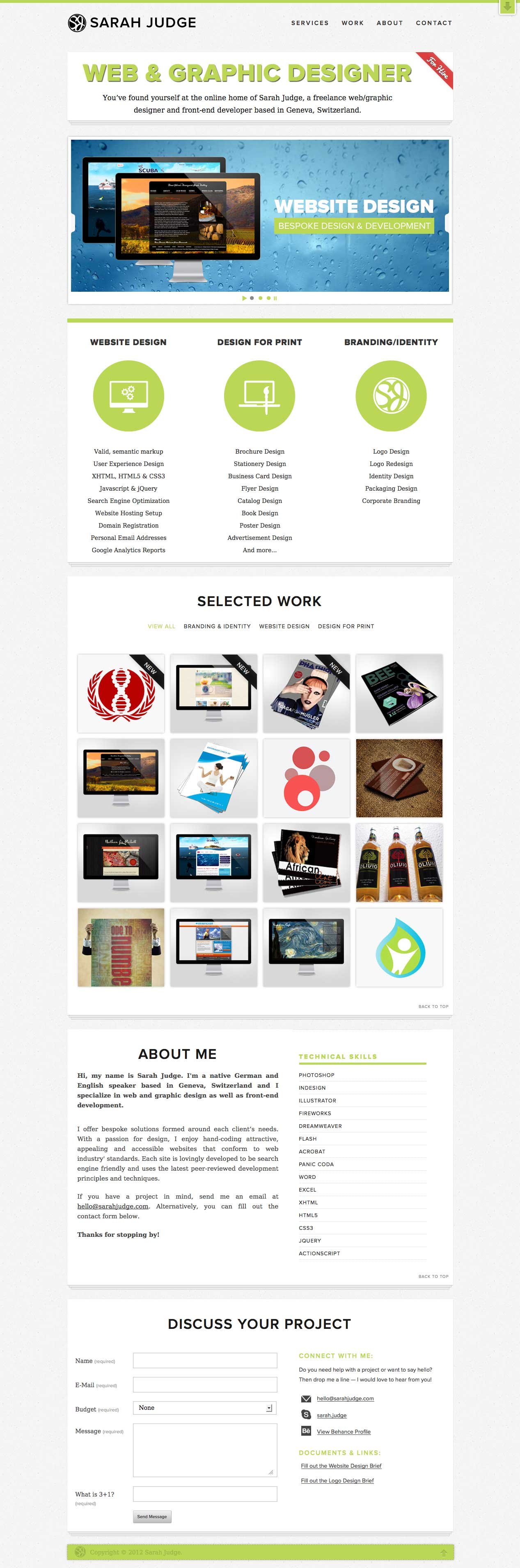 Sarah Judge Website Screenshot