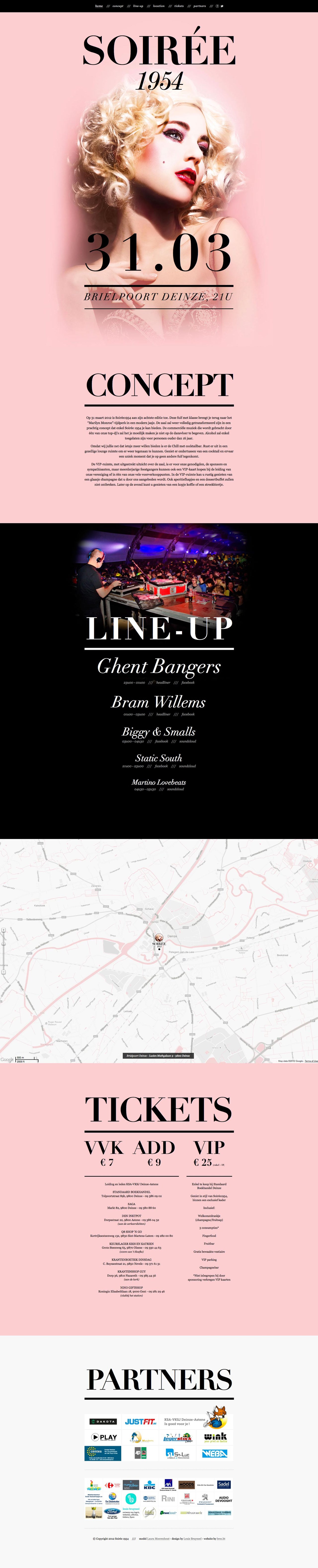 Soirée 1954 Website Screenshot