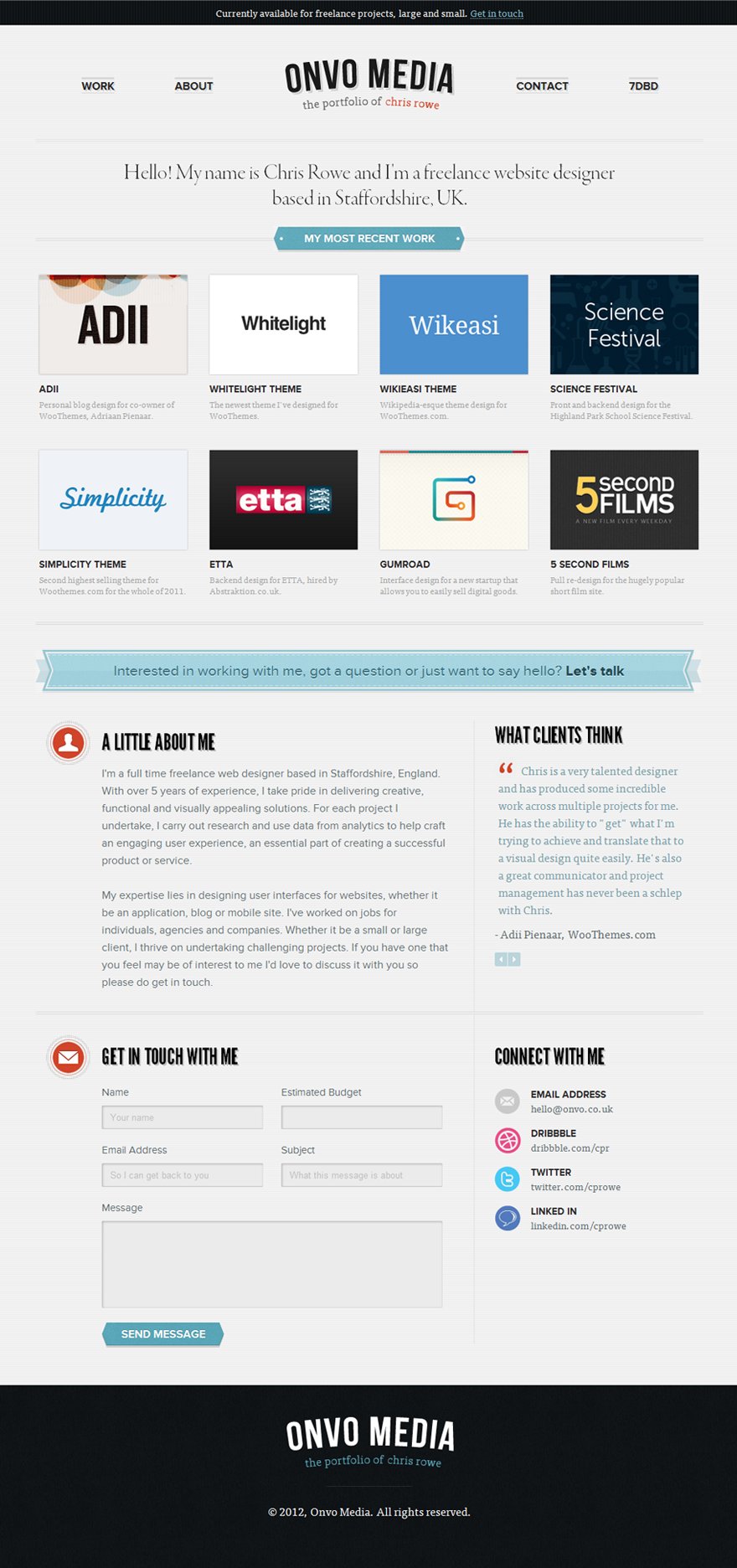 Onvo Media Website Screenshot