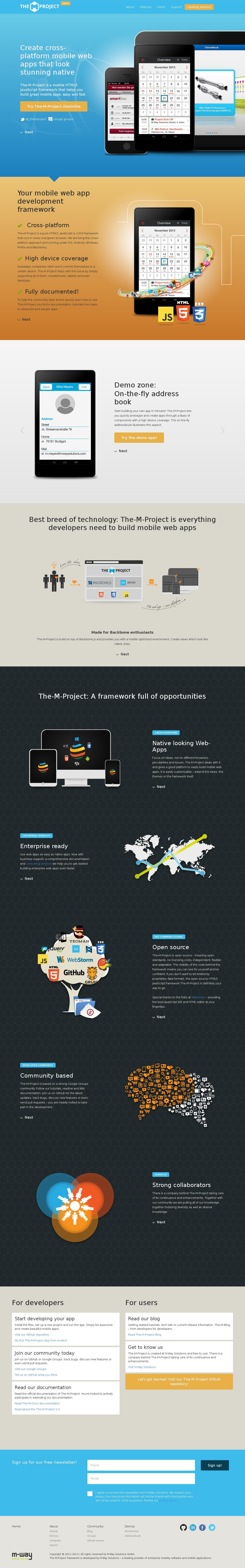 The M-Project framework Website Screenshot