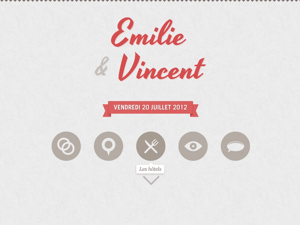 Emilie & Vincent’s Wedding Website Screenshot