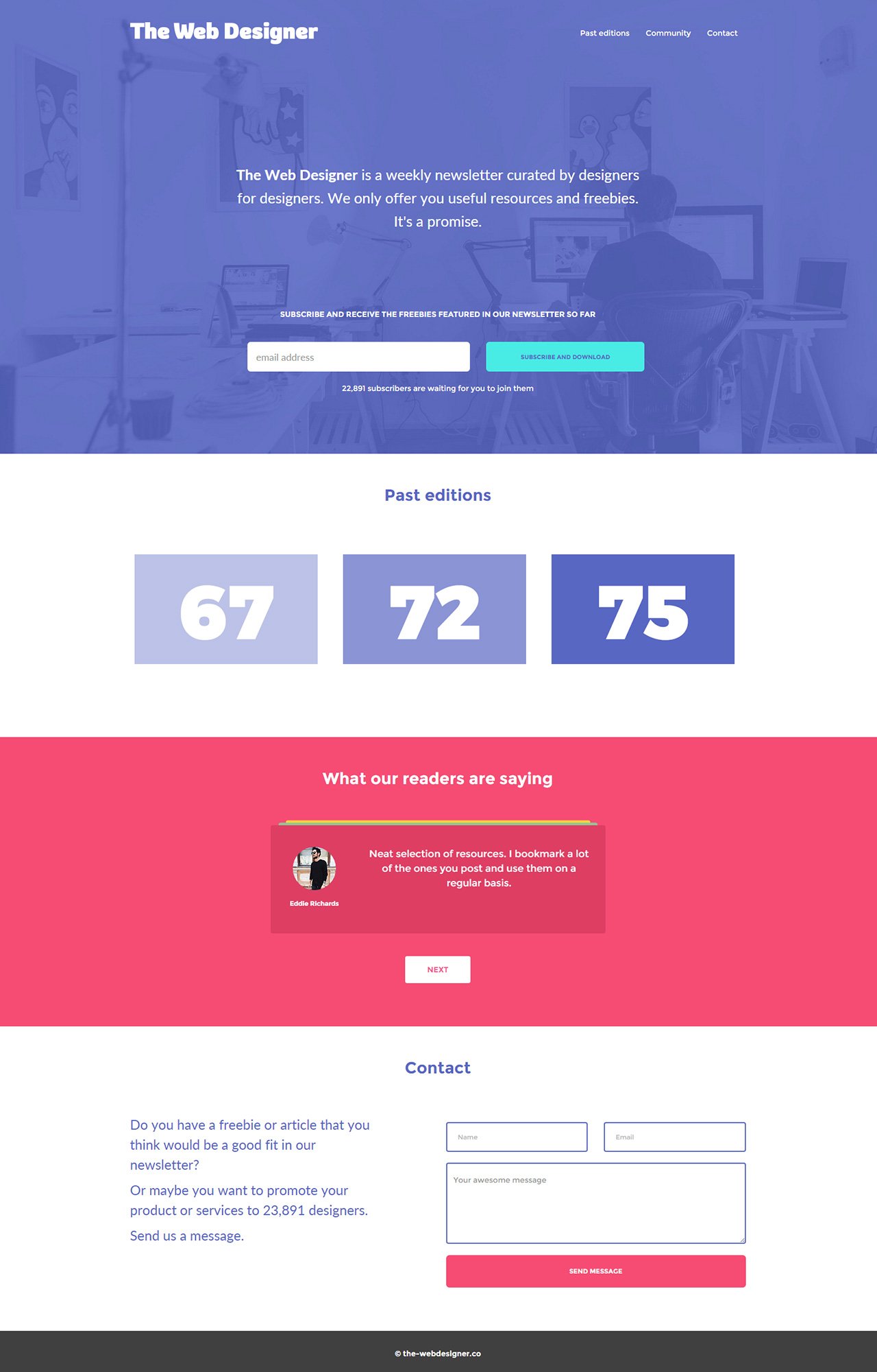 The Web Designer Newsletter Website Screenshot