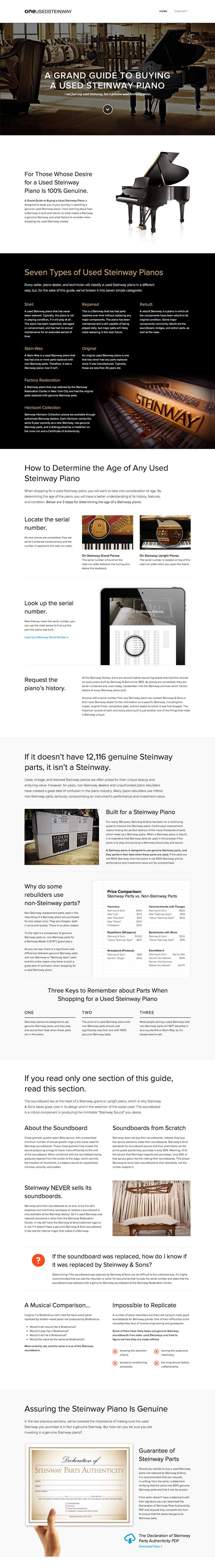 A Grand Guide to Buying a Used Steinway Website Screenshot