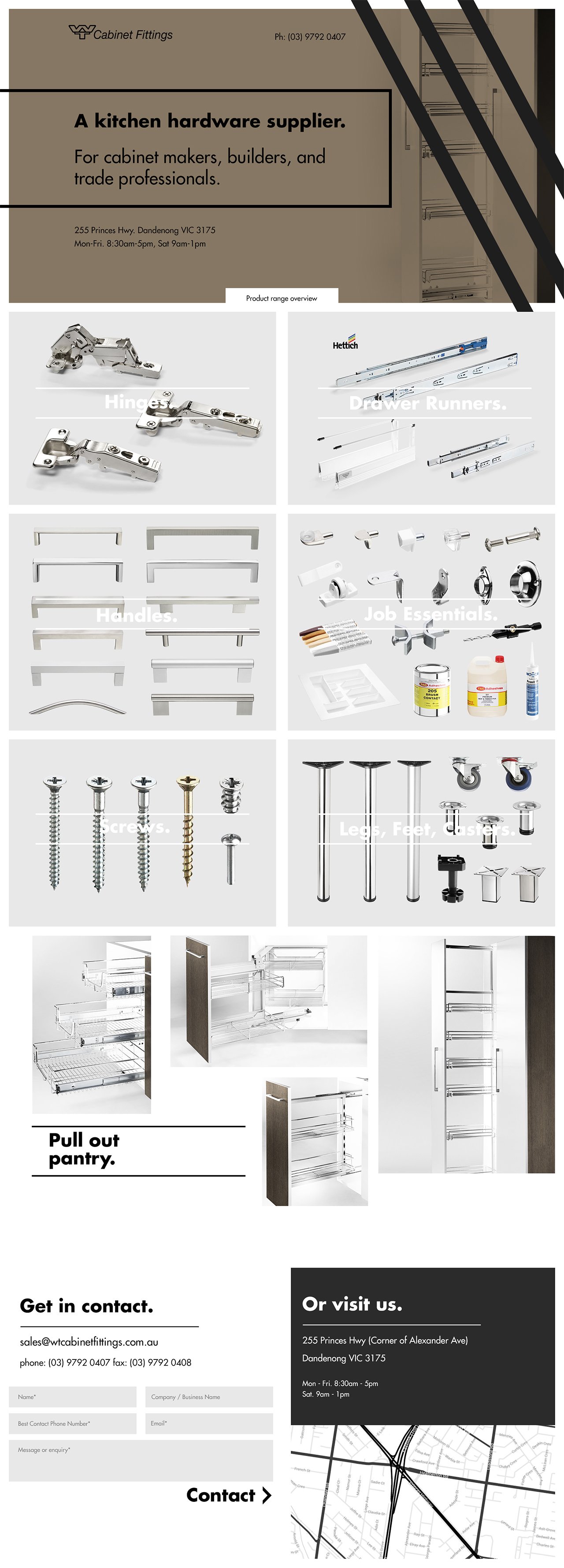 WT Cabinet Fittings Website Screenshot