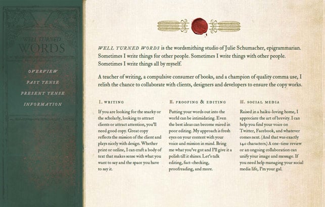 Well Turned Words Website Screenshot