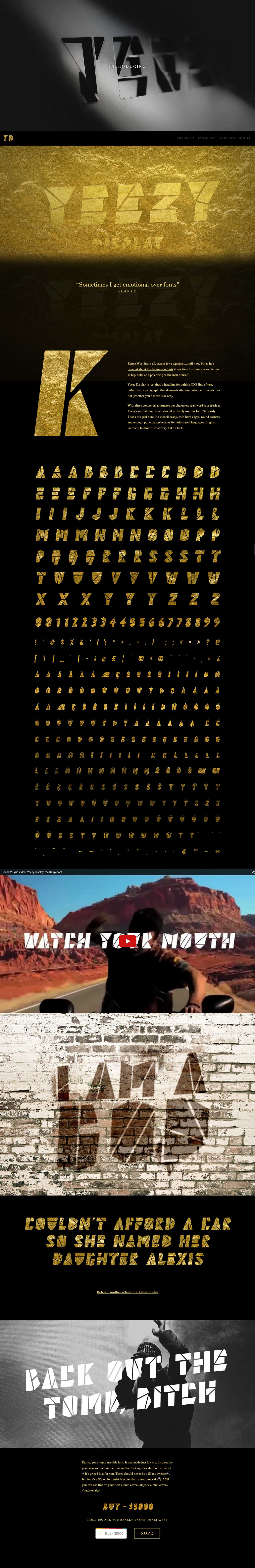 Yeezy Display – The (unofficial) Kanye Font Website Screenshot