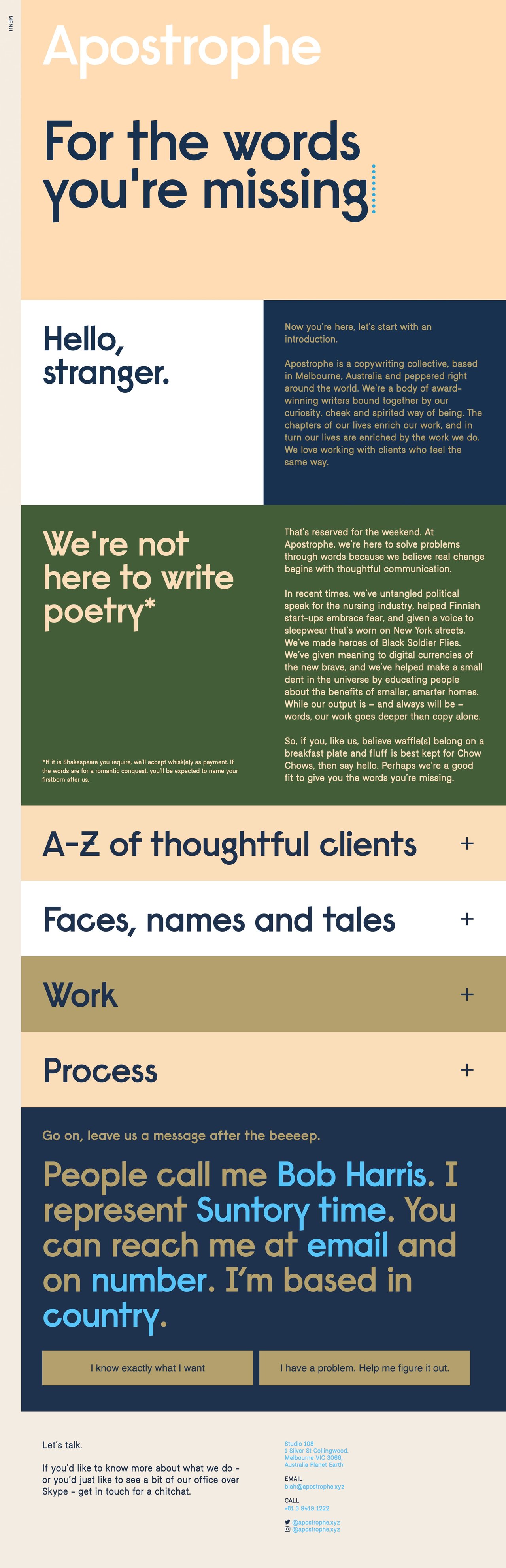 Website Inspiration: Apostrophe Copywriters Website Screenshot