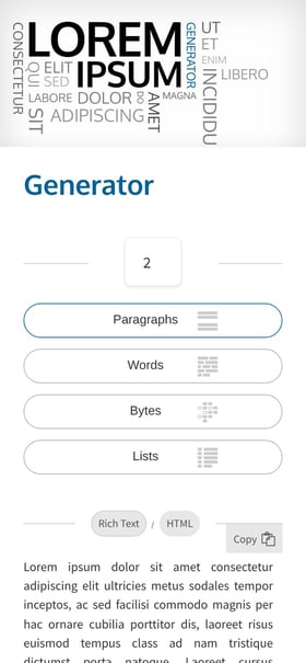 Lorem Ipsum Generator Mobile Preview