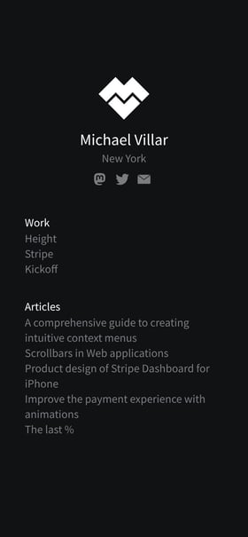 Michaël Villar Mobile Preview