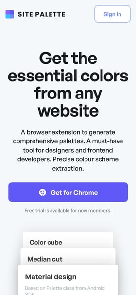 Site Palette Mobile Preview