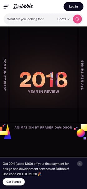 Dribbble 2018 Year in Review Mobile Preview