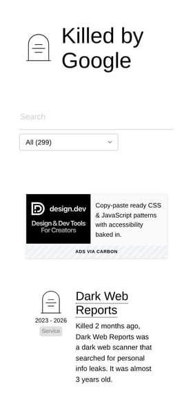 Killed by Google Mobile Preview