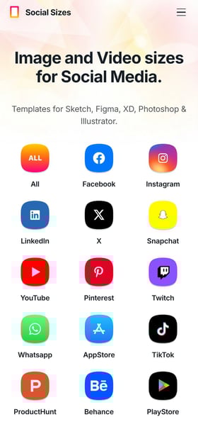 SocialSizes 2.0 Mobile Preview
