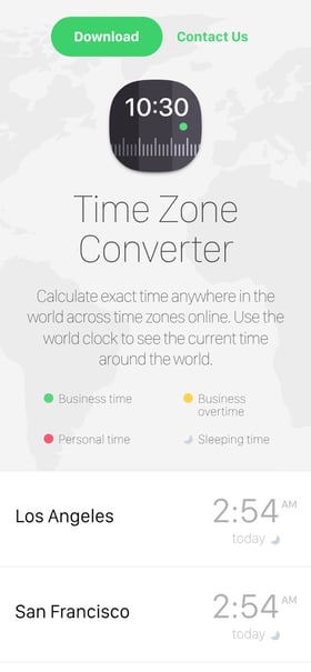 Time Zone Converter Mobile Preview