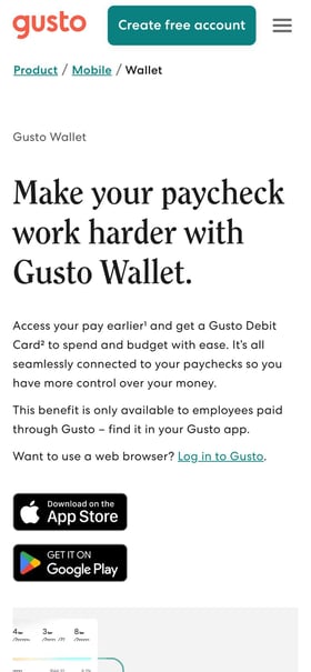 Gusto Wallet Mobile Preview