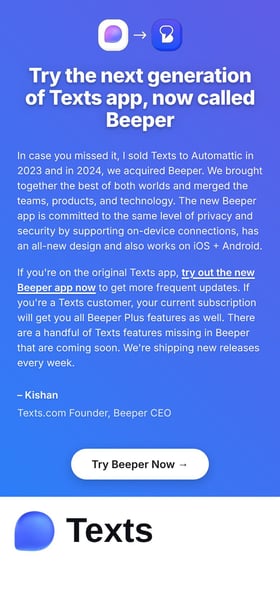 Texts Mobile Preview