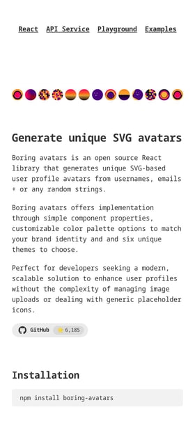 Boring Avatars Mobile Preview