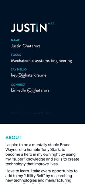 Justin Ghatarora Mobile Preview