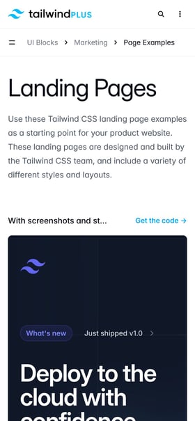 Tailwind UI – Marketing Page Mobile Preview
