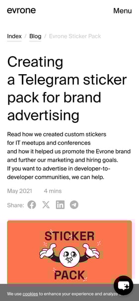 Telegram stickers for developers Mobile Preview