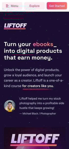 Liftoff Course Mobile Preview