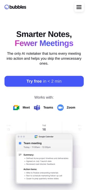 Bubbles Mobile Preview