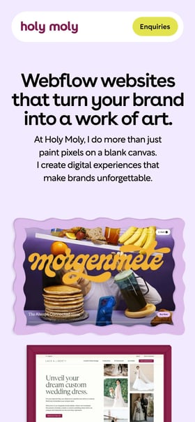 Holy Moly Creative Studio Mobile Preview